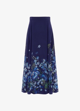 Phase Eight Dames Maeve midi rok met bloemenprint in de kleur Donkerblauw