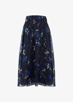 Phase Eight Dames Marella midi rok met print in de kleur Donkerblauw