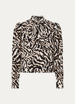 Dante 6 Dames Cheska blouse met print en sjaalkraag in de kleur Zwart, maat: 38
