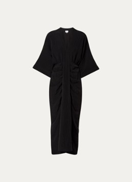Dante 6 Dames Midi jurk met V-hals en vlindermouw in de kleur Zwart, maat: 36