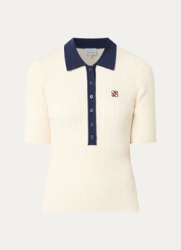 Dante 6 Dames Byra ribgebreide polo met logoborduring in de kleur Ivoor, maat: M