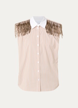 Dante 6 Dames Rhobin blouse met kralendecoratie in de kleur Beige, maat: 40
