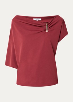 Dante 6 Dames Gou top met asymmetrische mouw in de kleur Bordeauxrood, maat: L