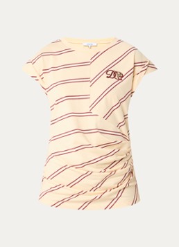 Dante 6 Dames Vesna top met gedrapeerd detail in de kleur Lichtgeel, maat: XL