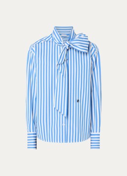 Dante 6 Dames Ivez blouse met sjaalkraag en streepprint in de kleur Blauw, maat: 38