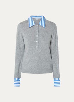 Dante 6 Dames Thames sweater met kraag in de kleur Grijs, maat: S