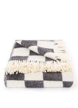 Maison Deux Checkerboard plaid van wol 130 x 200 cm Zwart - Deal