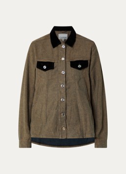 Ganni Dames Overshirt van denim met borstzakken in de kleur Bruin, maat: 36