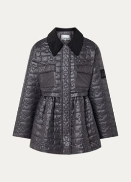 Ganni Dames Gewatteerd jack met quilt patroon en details van corduroy in de kleur Antraciet, maat: L/XL