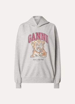 Ganni Dames Hoodie met logoprint in de kleur Grijs, maat: M