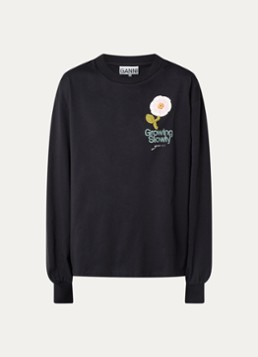 Ganni Dames Longsleeve met logoprint in de kleur Zwart, maat: M