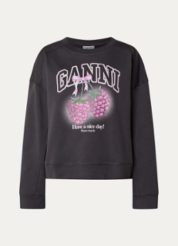 Ganni Dames Isoli sweater met logoprint in de kleur Antraciet, maat: S