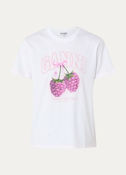 Ganni Dames T-shirt met logoprint in de kleur Wit, maat: M