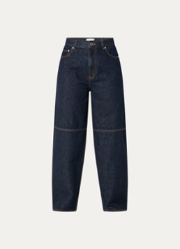 Ganni Dames High waist wide leg jeans met donkere wassing in de kleur Indigo, maat: W30/L33