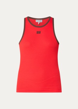 Ganni Dames Tanktop met logo in de kleur Rood, maat: L