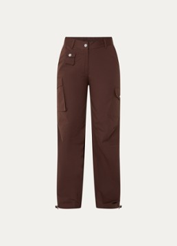 Ganni Dames Mid waist straight leg broek met steekzakken in de kleur Kastanjebruin, maat: 34