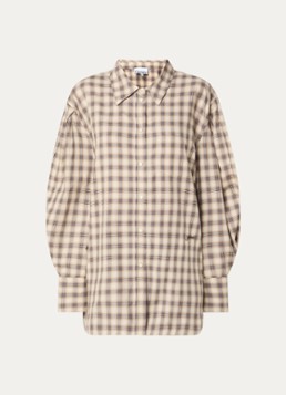 Ganni Dames Blouse met ruitdessin en borstzak in de kleur Beige, maat: 36