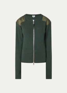 Ganni Dames Ribgebreid vest in merino wolblend in de kleur Groen, maat: L