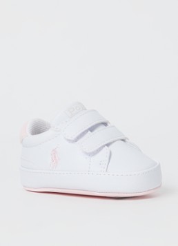 Ralph Lauren Jongens Heritage Court II babyschoentje met logoborduring in de kleur Lichtroze, maat: 17