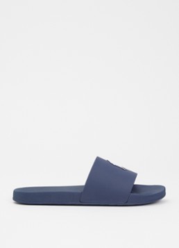 Ralph Lauren Jongens Lennon slipper met logo in de kleur Donkerblauw, maat: 37