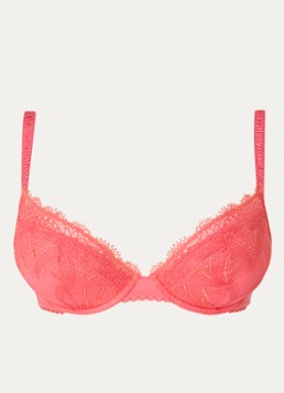 Simone Pérèle Dames Allure push-up bh met uitneembare vulling en overlay van kant in de kleur Koraal, maat: A70