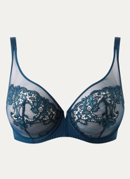 Simone Pérèle Dames Saga beugel bh van mesh met borduring in de kleur Petrol, maat: C80