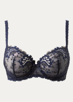 Simone Pérèle Dames Beugel bh van mesh met borduring in de kleur Donkerblauw, maat: D65