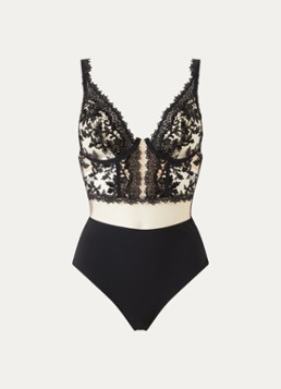 Simone Pérèle Dames Fantasme body met mesh en kant in de kleur Paars, maat: 38