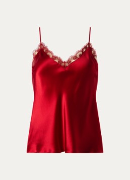Simone Pérèle Dames Love Me pyjamatop van zijde in de kleur Rood, maat: L