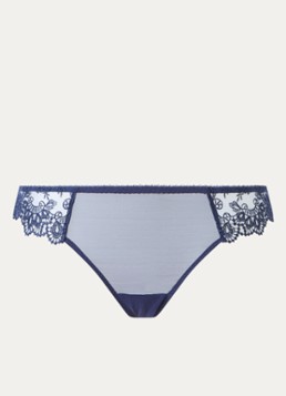 Simone Pérèle Dames Passion tanga van mesh met kant in de kleur Donkerblauw, maat: 36