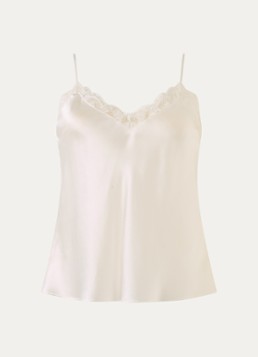 Simone Pérèle Dames Love Me pyjamatop van zijde met kant in de kleur Creme, maat: S