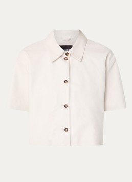 STUDIO AR Dames Eveline blouse van schapenleer in de kleur Grijs, maat: 34