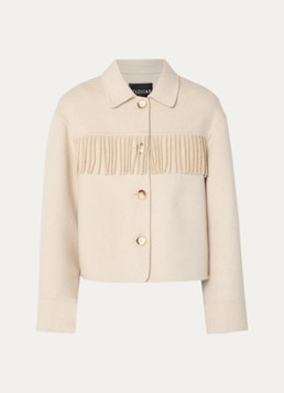 STUDIO AR Dames Liora jack in wolblend en franjes in de kleur Beige, maat: 42