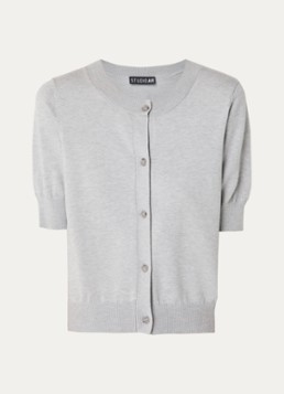 STUDIO AR Dames Noor fijngebreid vest met ronde hals in de kleur Grijs, maat: S