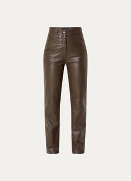 STUDIO AR Dames Sacha high waist straight fit broek van schapenleer in de kleur Bruin, maat: 38