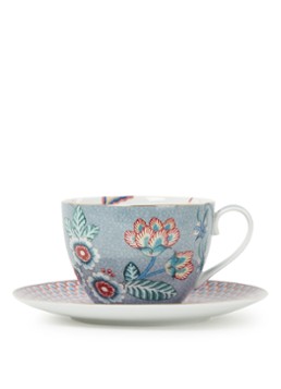 Pip Studio Flower Festival kop en schotel 28 cl Blauwgrijs - Deal
