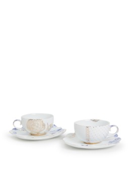 Pip Studio Royal White kop en schotel 25 cl set van 4 Wit - Deal