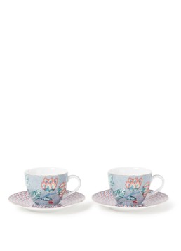 Pip Studio Flower Festival espressokopje en schotel 12 cl set van 2 Blauwgrijs - Deal