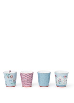 Pip Studio Flower Festival kopje 23 cl set van 4 Blauw - Deal