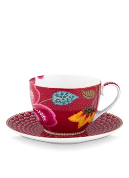 Pip Studio Blooming Tales Fantasy kop en schotel Donkerrood - Deal