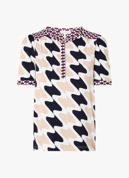 Phase Eight Dames Suki top van jersey met print in de kleur Beige