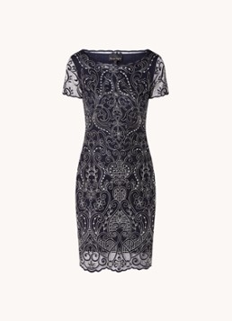 Phase Eight Dames Esme semi-transparante mini jurk met paisley dessin in de kleur Donkerblauw