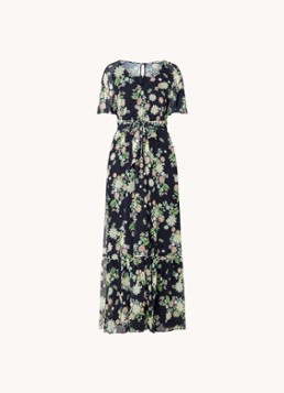 Phase Eight Dames Georgie semi-transparante maxi tuniekjurk met bloemenprint in de kleur Donkerblauw