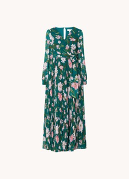 Phase Eight Dames Rosa maxi tuniekjurk met bloemenprint en plissé in de kleur Donkergroen