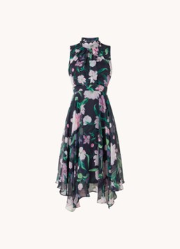 Phase Eight Dames Petite Lucinda midi jurk met bloemenprint in de kleur Zwart