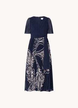 Phase Eight Dames Abigail midi tuniekjurk met print en plissé in de kleur Donkerblauw