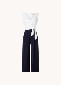 Phase Eight Dames Petite Ayla wide fit jumpsuit met strikceintuur in de kleur Donkerblauw
