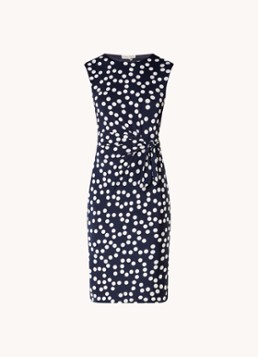 Phase Eight Dames Josey mini kokerjurk met stippenprint en strikceintuur in de kleur Donkerblauw