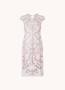 Phase Eight Dames Petite karima midi jurk met tapework in de kleur Oudroze