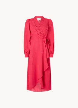 Phase Eight Dames Philippa midi wikkeljurk met V-hals in de kleur Donkerroze